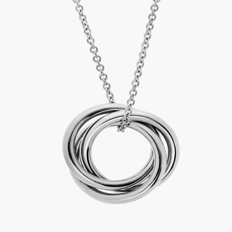 18" Petite Infinity Rings Pendant in 14k White Gold