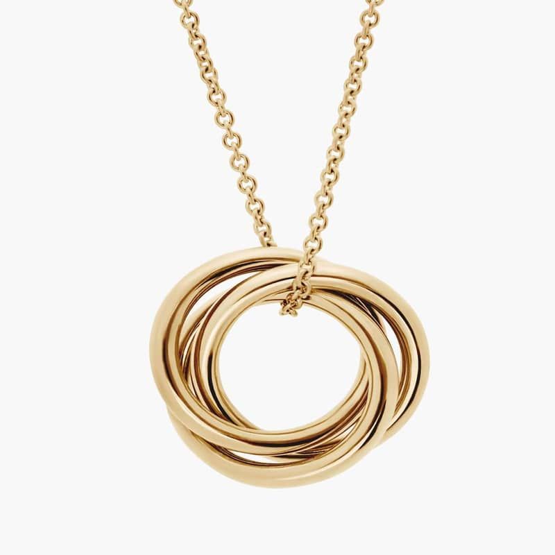 18" Petite Infinity Rings Pendant in 14k Yellow Gold
