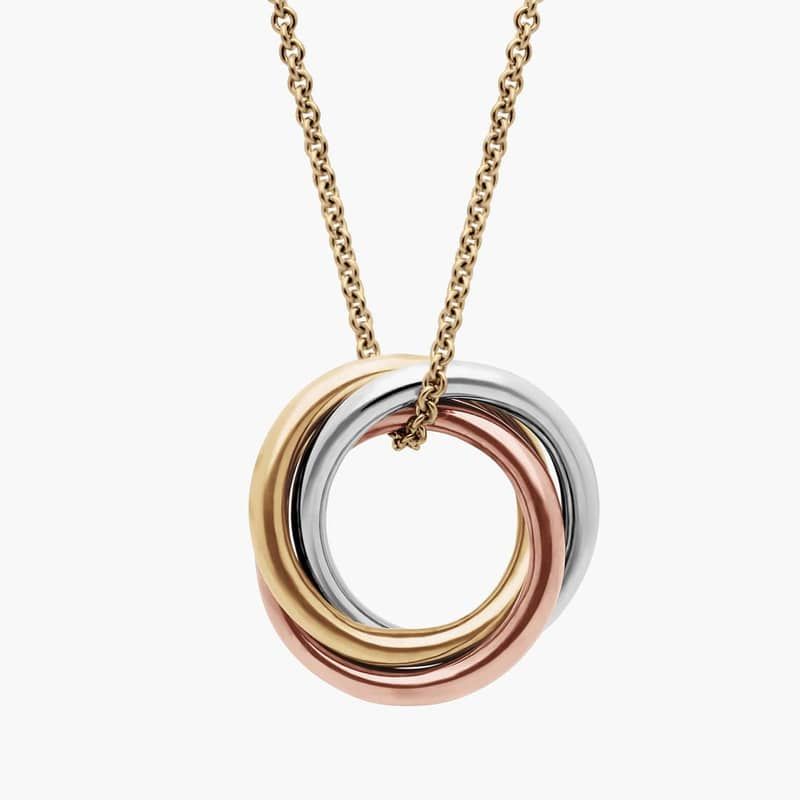 18" Petite Infinity Rings Pendant in 14k Tri-Color Gold (1 mm)