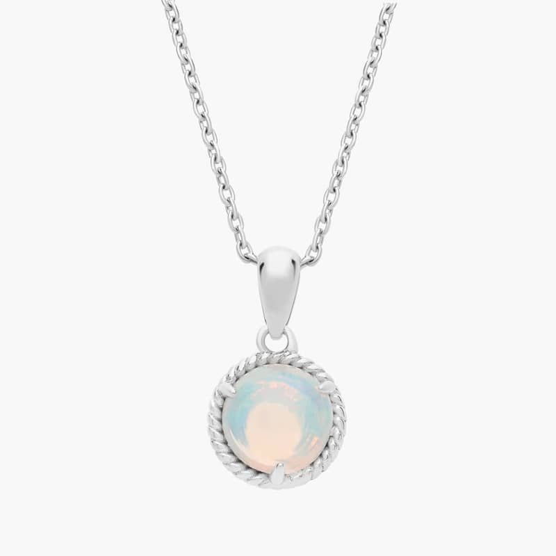 Opal Rope Pendant in Sterling Silver (7mm)