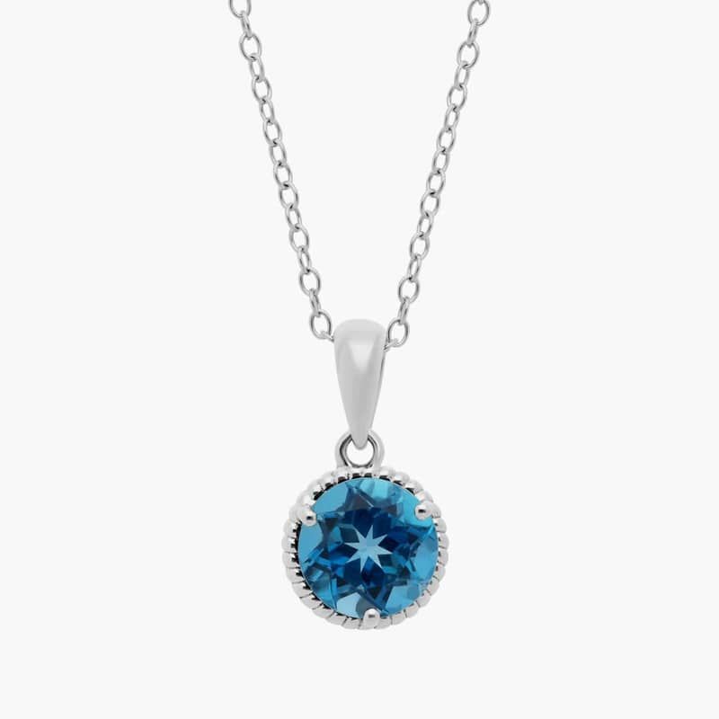 London Blue Topaz Rope Pendant in Sterling Silver (7mm)