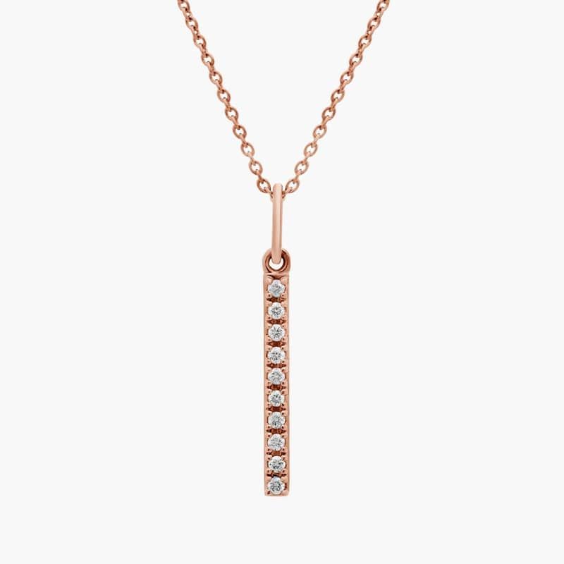 Mini Diamond Vertical Bar Pendant in 14k Rose Gold