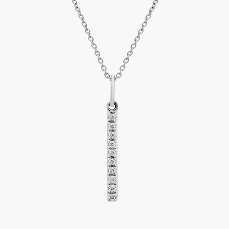 Mini Diamond Vertical Bar Pendant in 14k White Gold