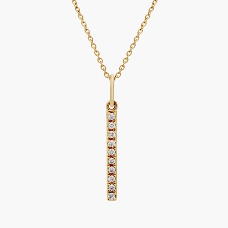 Mini Diamond Vertical Bar Pendant in 14k Yellow Gold