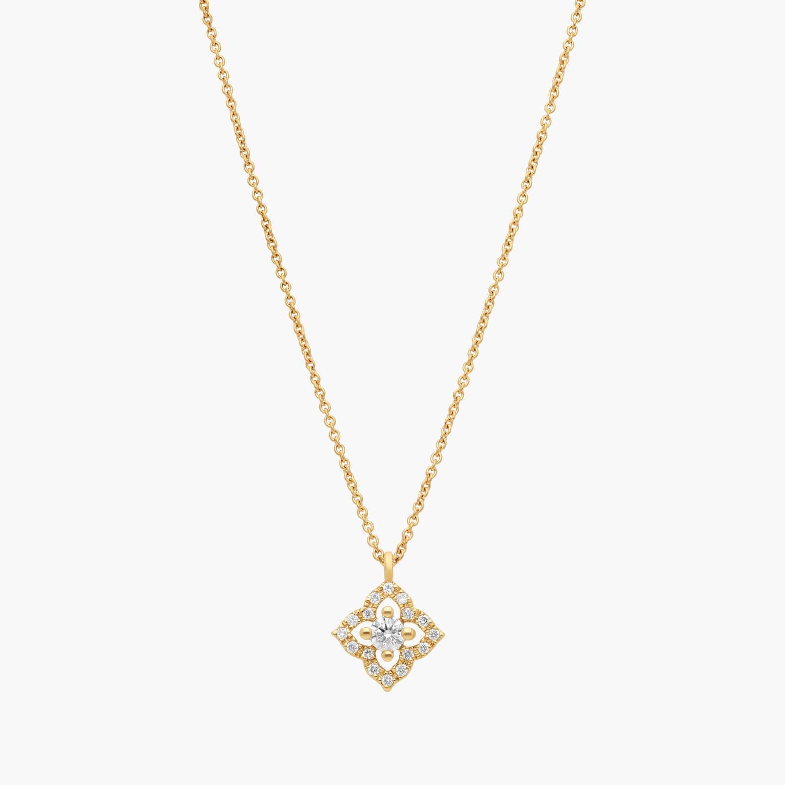 Petite Diamond Floral Pendant in 14k Yellow Gold (1/6 ct. tw.)