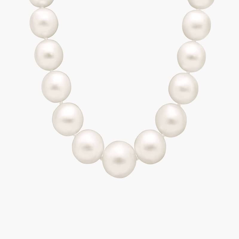 Extraordinary Collection: White South Sea Cultured Pearl Strand with Cage Clasp in 18k White Gold (11-13.9)