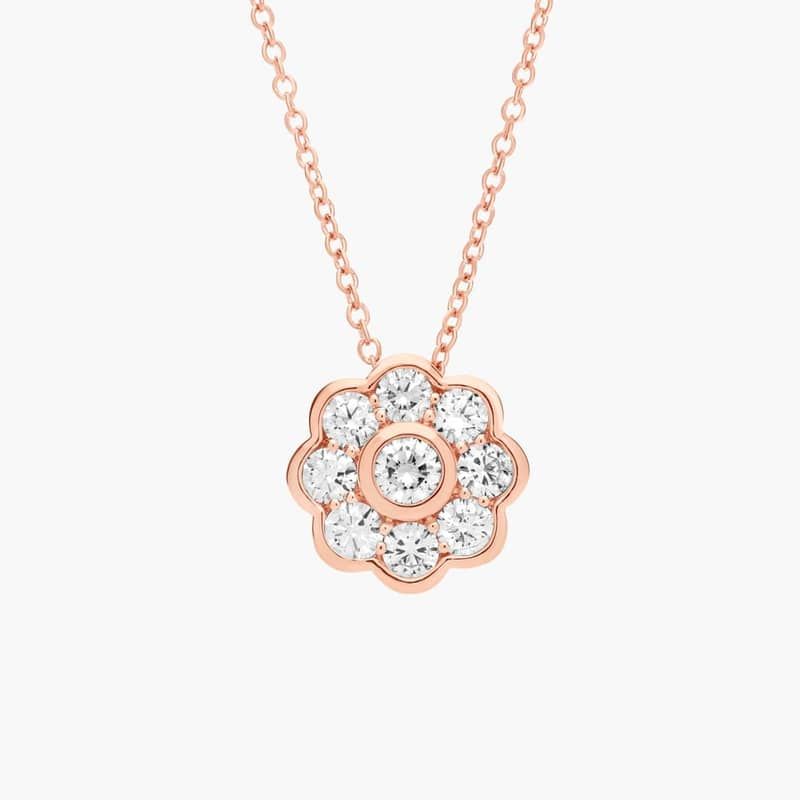 Blue Nile Studio Diamond Floral Pendant in 18k Rose Gold (3/4 ct. tw.)