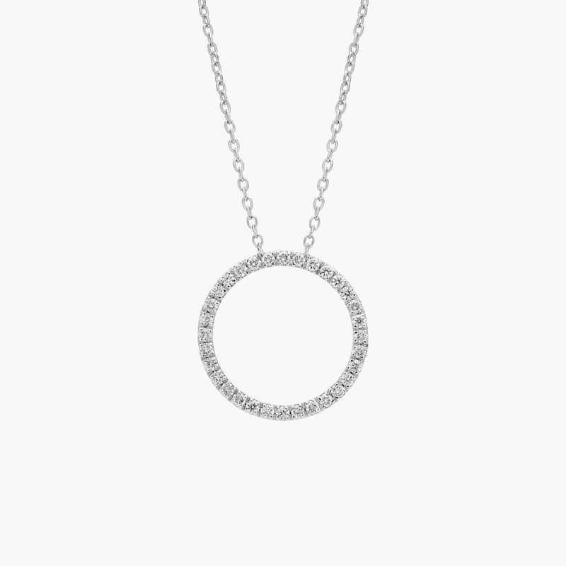 Riviera Pavé Diamond Circle Necklace in 14k White Gold (3/4 ct. tw.)