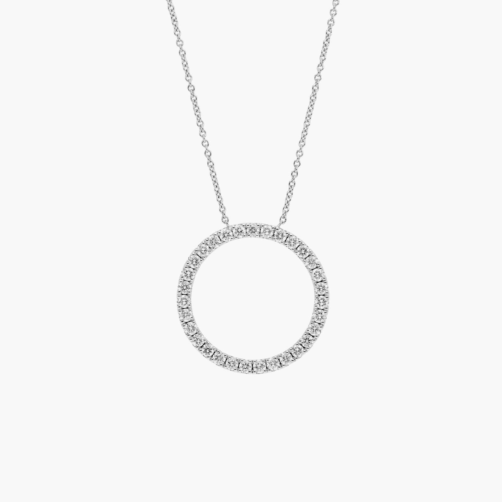 Riviera Pavé Diamond Circle Necklace with 2 CTW Round Cut Lab-Grown Diamonds in 14K White Gold