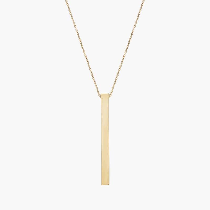 22" Vertical Bar Pendant in 14k Yellow Gold (1 mm)