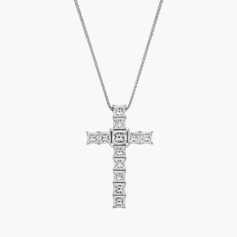 Blue Nile Signature Princess-Cut Diamond Cross Pendant in Platinum (2 ct. tw.)