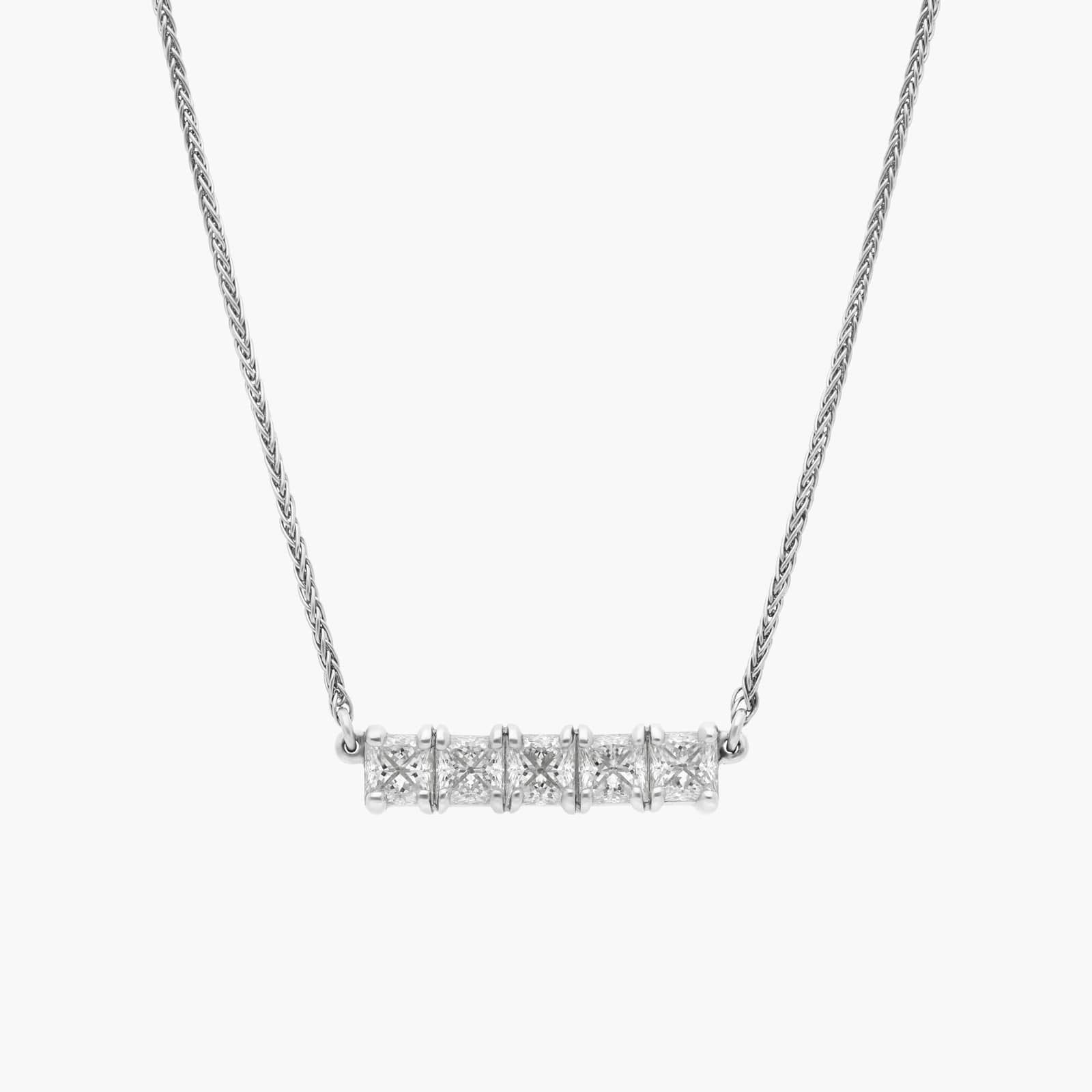 Blue Nile Signature Five-Stone Princess-Cut Diamond Bar Pendant in Platinum (3/4 ct. tw.)