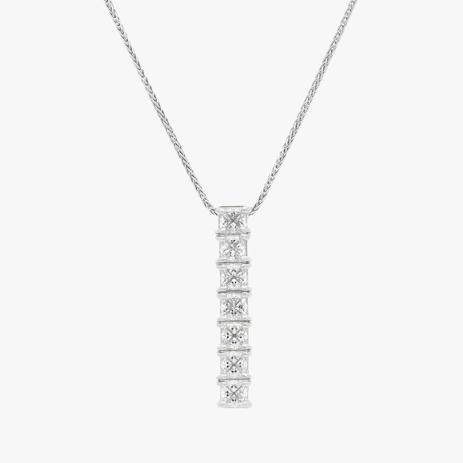 Blue Nile Signature Seven-Stone Princess-Cut Diamond Pendant in Platinum (1 ct. tw.)