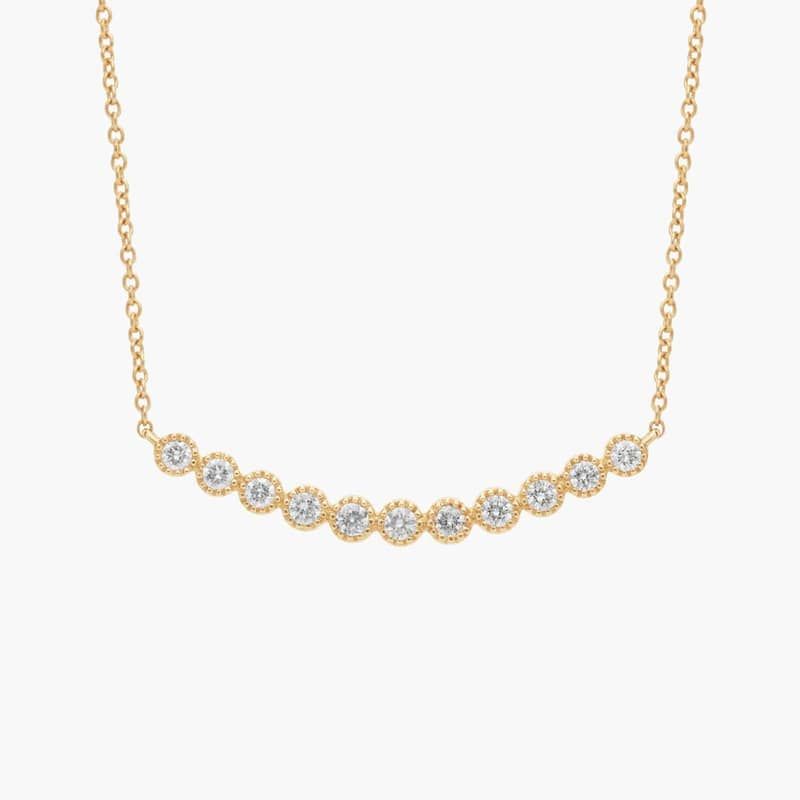 Diamond Milgrain Smile Necklace in 14k Yellow Gold (1/4 ct. tw.)