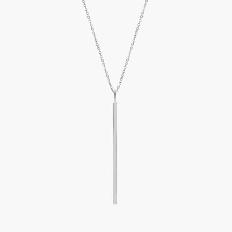 30" Long Bar Pendant in Sterling Silver (1 mm)