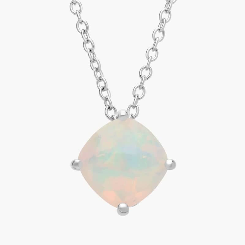 Opal Cushion Pendant in Sterling Silver (8mm)