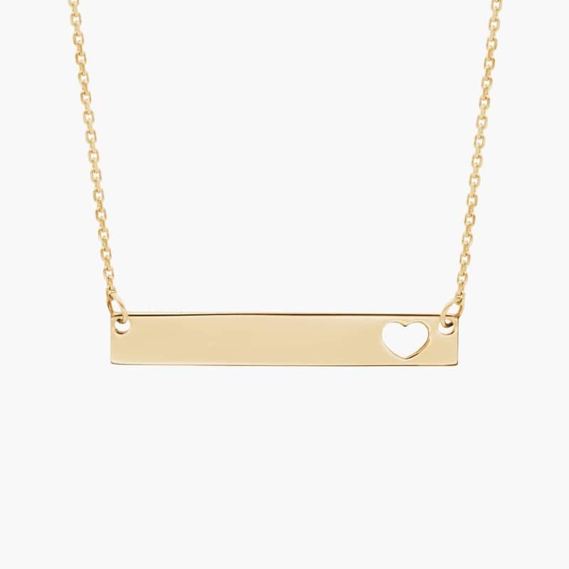 18" Mini Bar Heart Necklace in 14k Yellow Gold (0.8 mm)