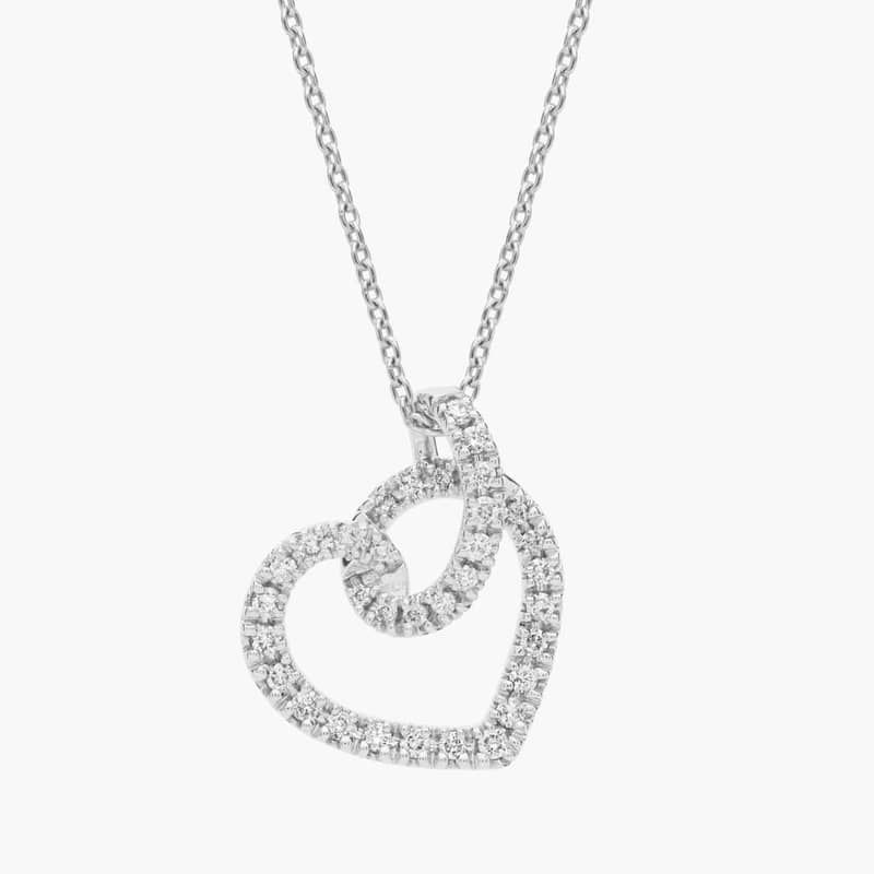 Diamond Twist Pave Heart Pendant in 14k White Gold (1/6 ct. tw.)