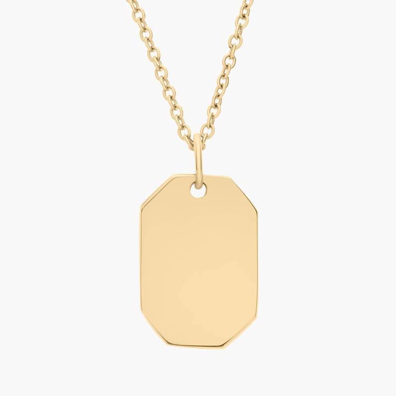 18" Petite Dog Tag Necklace in 14k Yellow Gold (1 mm)