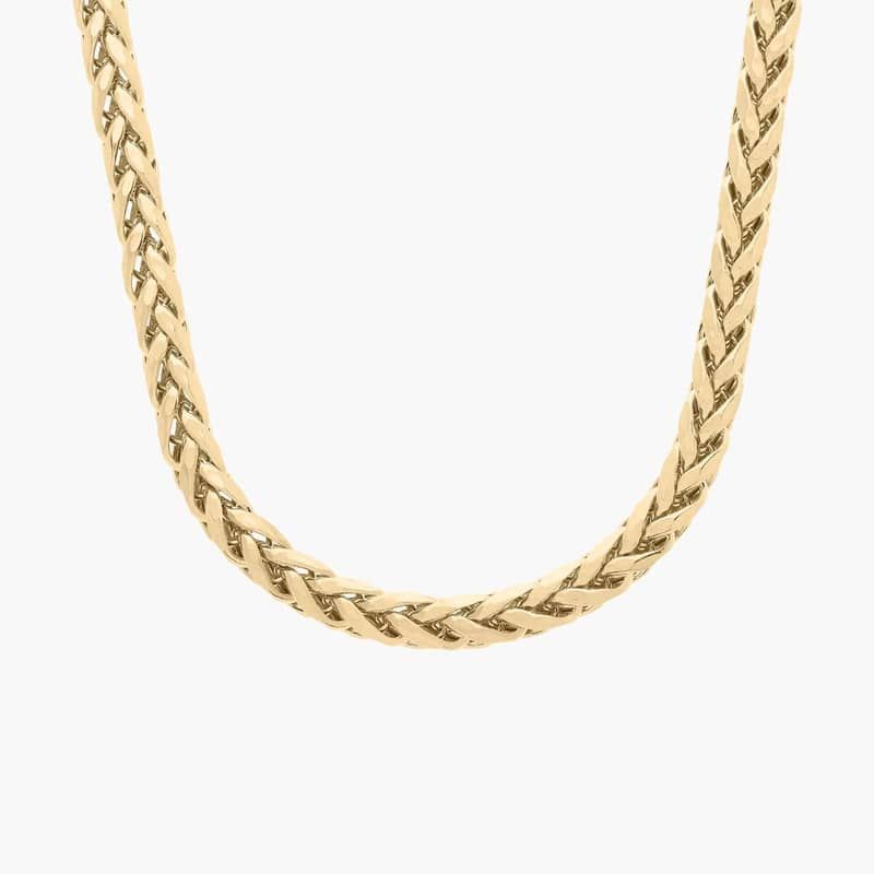 22" Men's Diamond Cut Square Franco Chain in 14k Yellow Gold (4 mm)