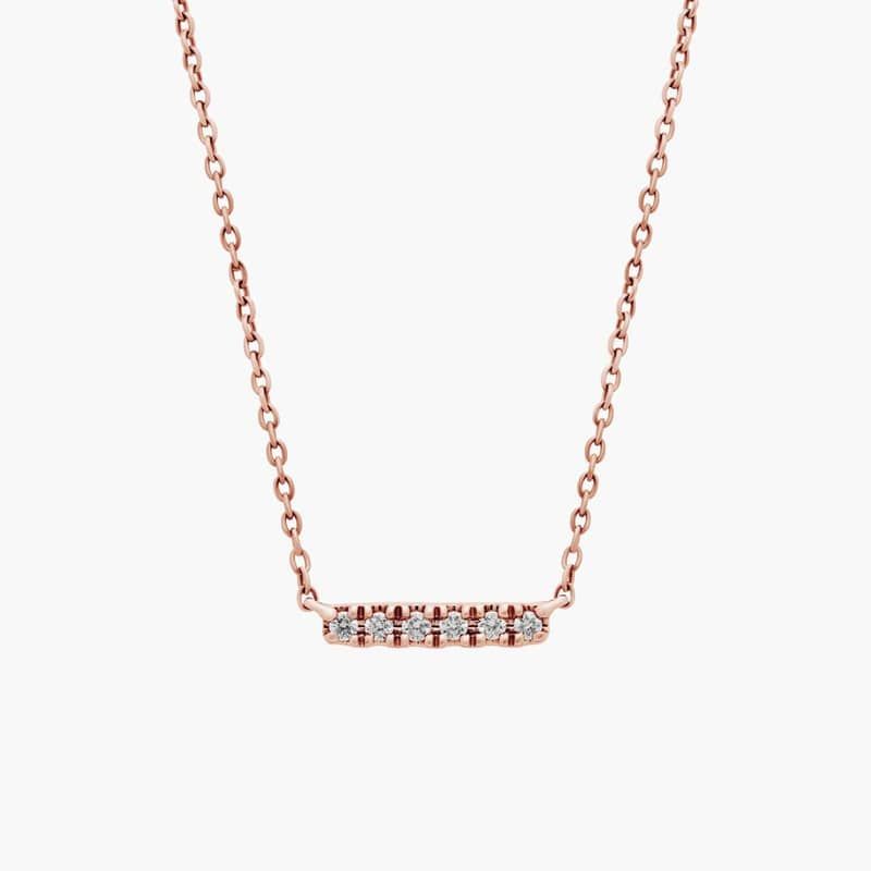 Mini Diamond Bar Necklace in 14k Rose Gold