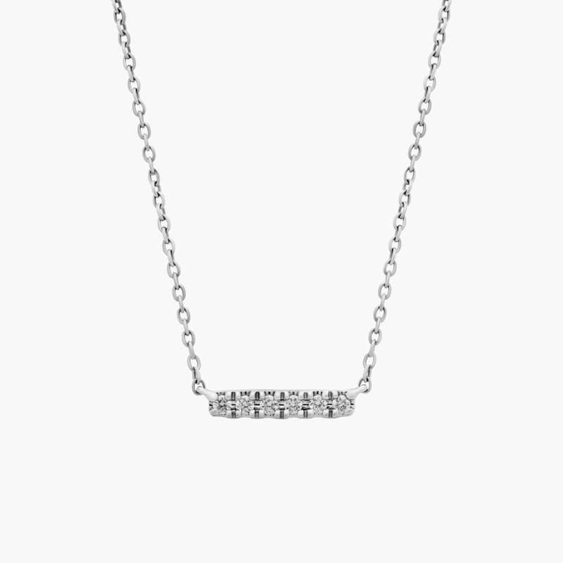 Mini Diamond Bar Necklace in 14k White Gold