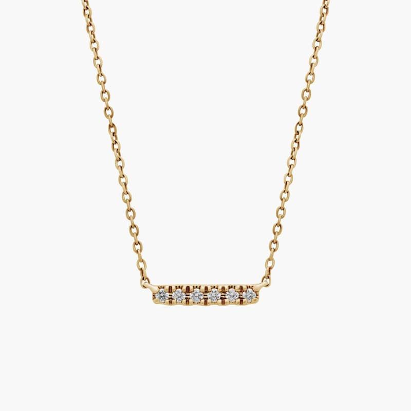 Mini Diamond Bar Necklace in 14k Yellow Gold