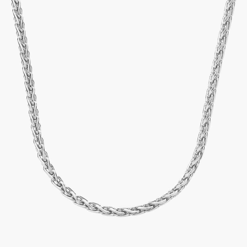 20" Wheat Chain in 14k White Gold (1.2 mm)
