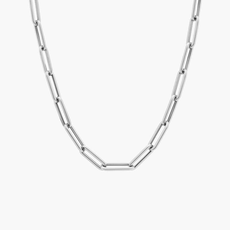 18" Medium Paperclip Necklace in 14k Italian White Gold (4mm)