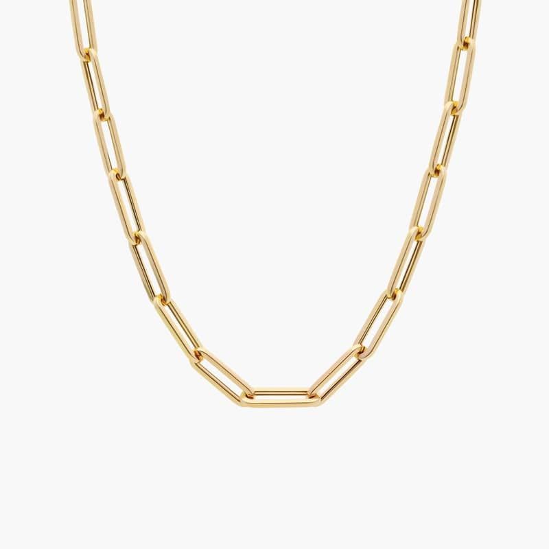 18" Medium Paperclip Necklace in 14k Italian Yellow Gold (4 mm)