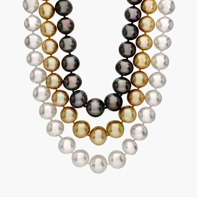 Extraordinary Collection: South Sea and Tahitian Multi-Strand Pearl Necklace in 18k White Gold