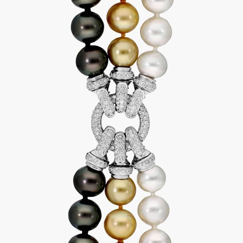 Extraordinary Collection: South Sea and Tahitian Multi-Strand Pearl Necklace in 18k White Gold