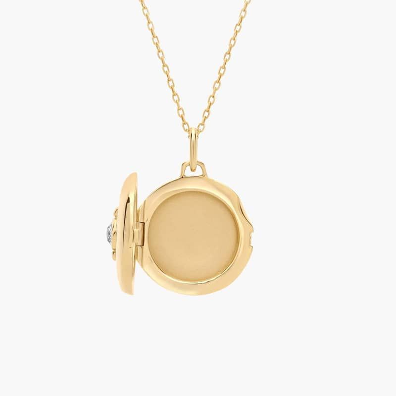 17" Petite Locket with Rock Crystal Stone in 18k Yellow Gold