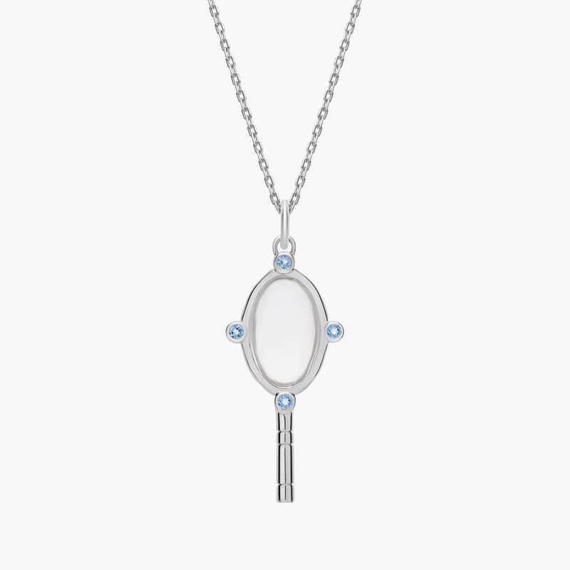 Sterling Silver Mini Pocketwatch Key Pendant with Blue Topaz