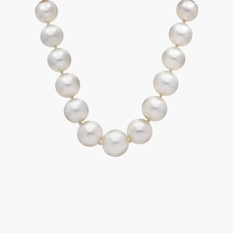 Extraordinary Collection: 10-12.9mm Graduated South Sea Pearl Strand Necklace with Diamond Clasp