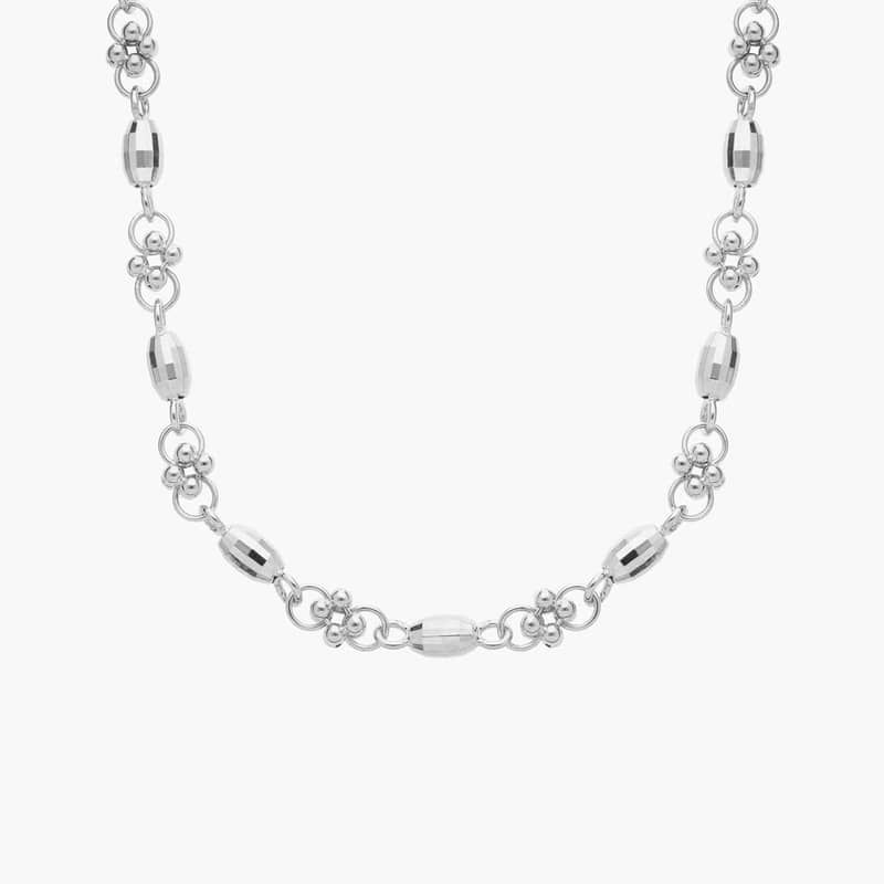 17" Faceted Cluster Necklace in 14k Italian White Gold (3.7 mm)