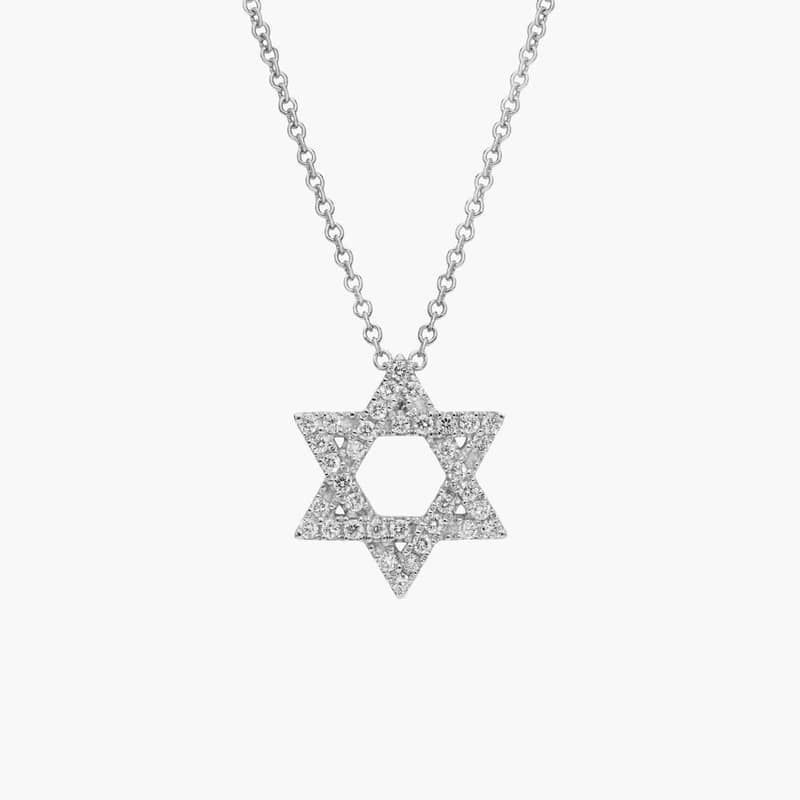 Star of David Diamond Pendant in 14k White Gold (1/4 ct. tw.)