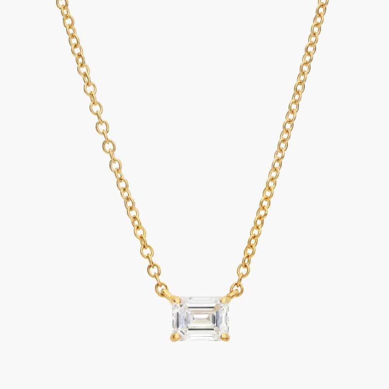 East-west Emerald Cut Pendant in 14k Yellow Gold (1/2ct. tw.)
