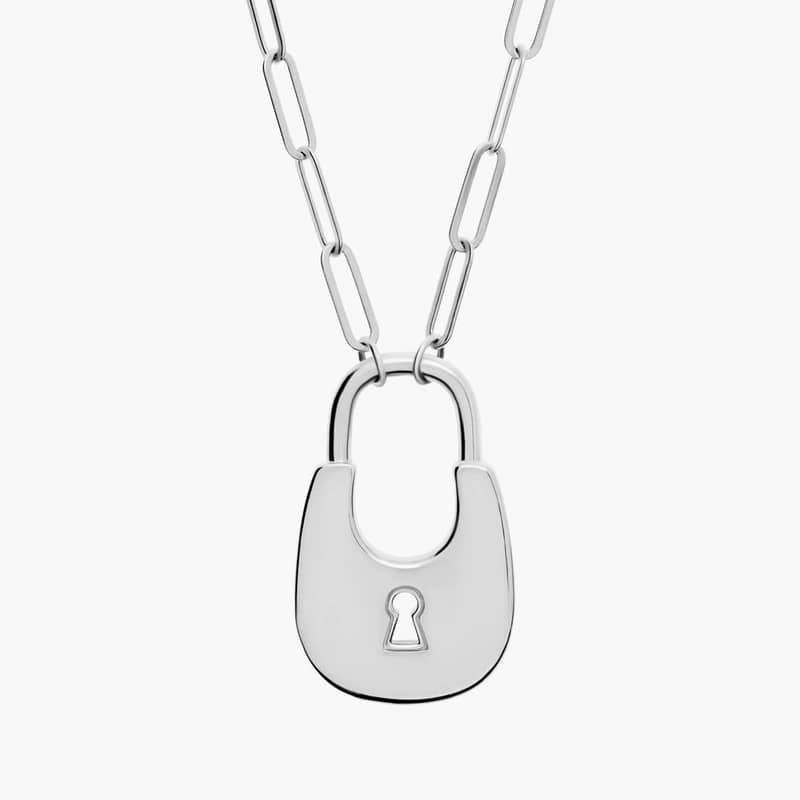 18" Padlock Necklace in Sterling Silver (3.1 mm)