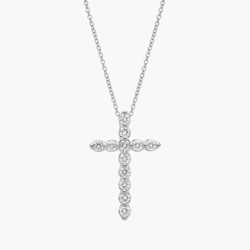 Floating Diamond Cross Pendant in 14k White Gold (1 ct. tw.)