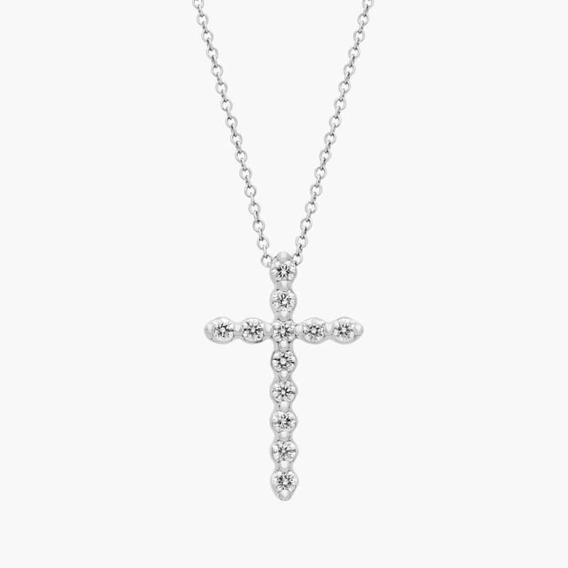 Floating Diamond Cross Pendant in 14k White Gold (1/2 ct. tw.)