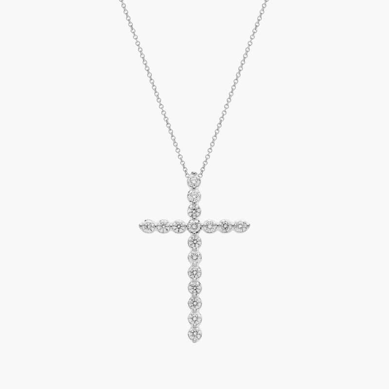 Floating Diamond Cross Pendant in 14k White Gold (2 ct. tw.)