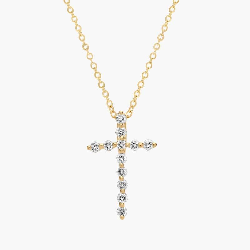 Floating Diamond Cross Necklace in 14k Yellow Gold (1/4 Ct. Tw.)