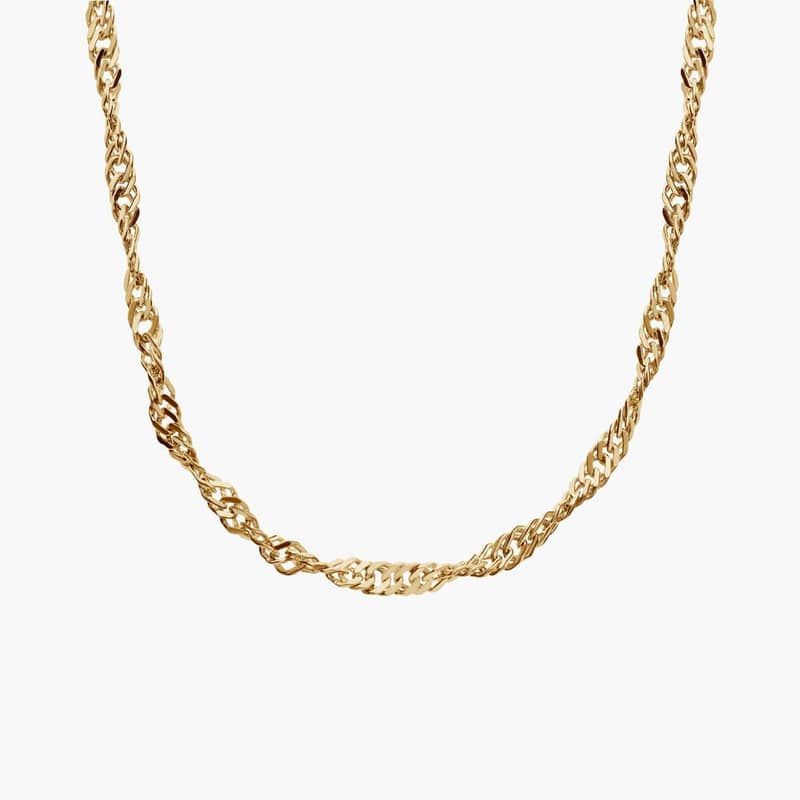 18" Lightweight Singapore Chain in 14k Yellow Gold (2.75 mm)