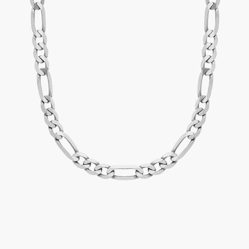 22" Flat Figaro Chain in 14k White Gold (4 mm)