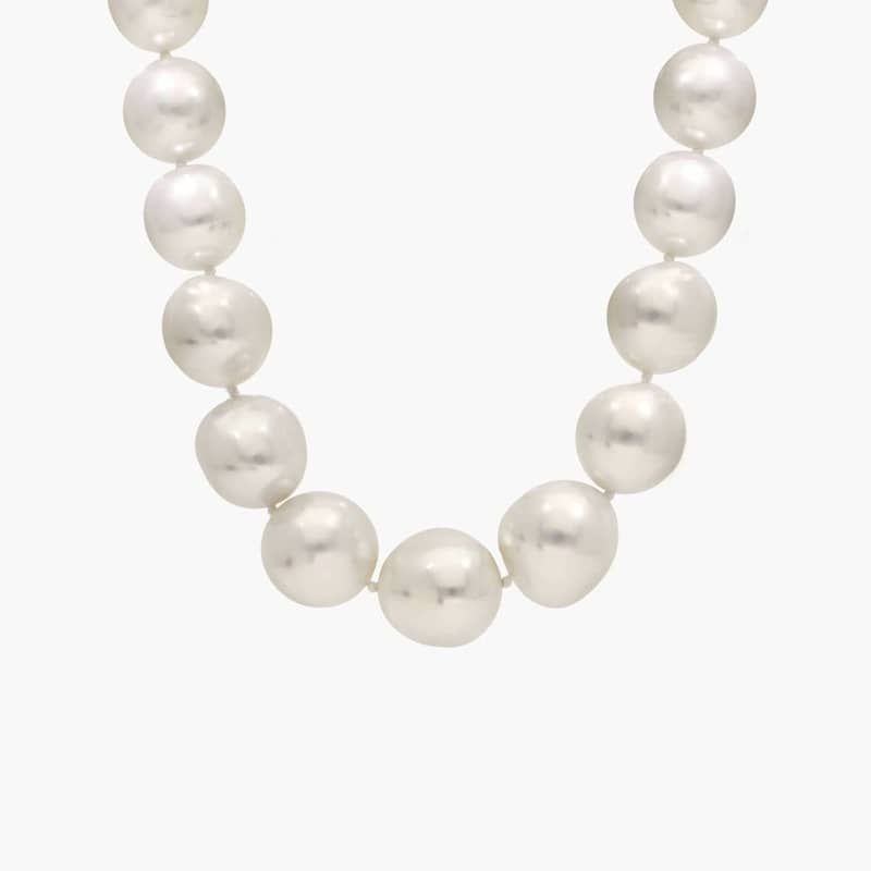 Extraordinary Collection: White South Sea Pearl Strand Necklace in 14k White Gold (13-16.2mm)