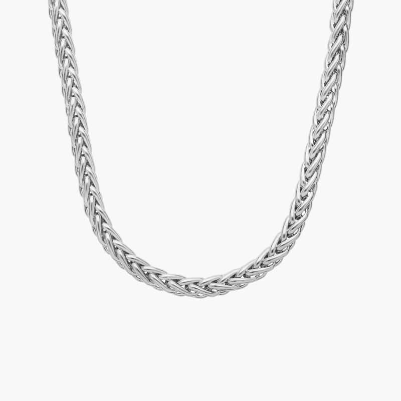 24" Wheat Chain Necklace in 14k Italian White Gold (3.1 mm)