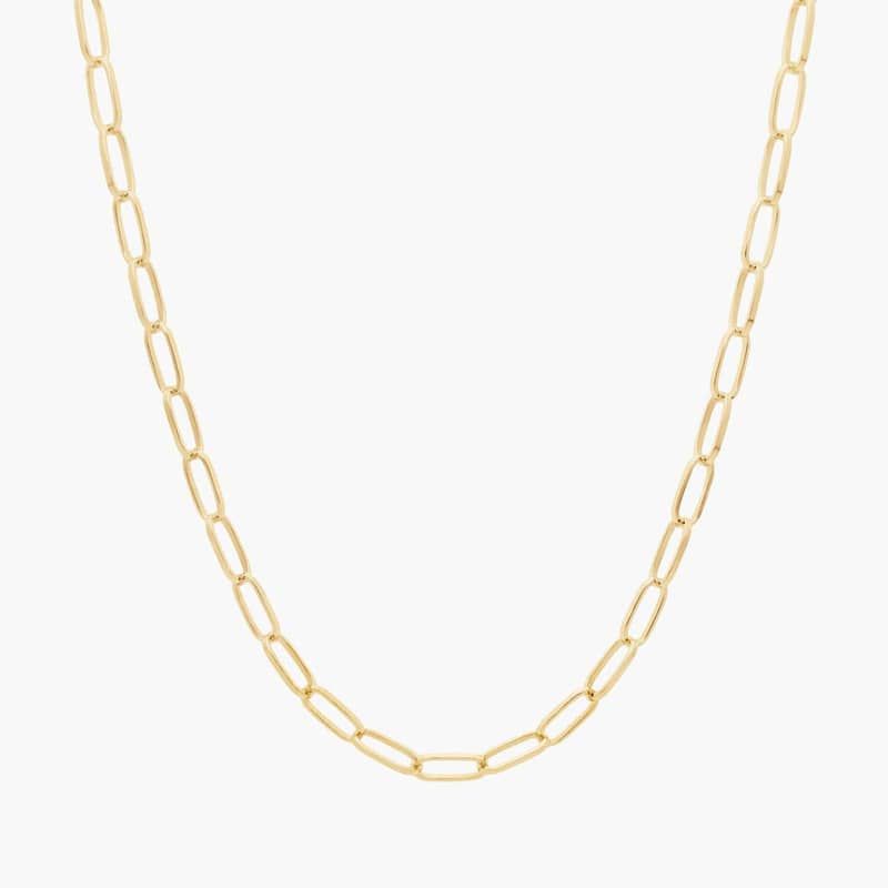 18" Small Paperclip Chain in Solid 14k Yellow Gold (2.4 mm)