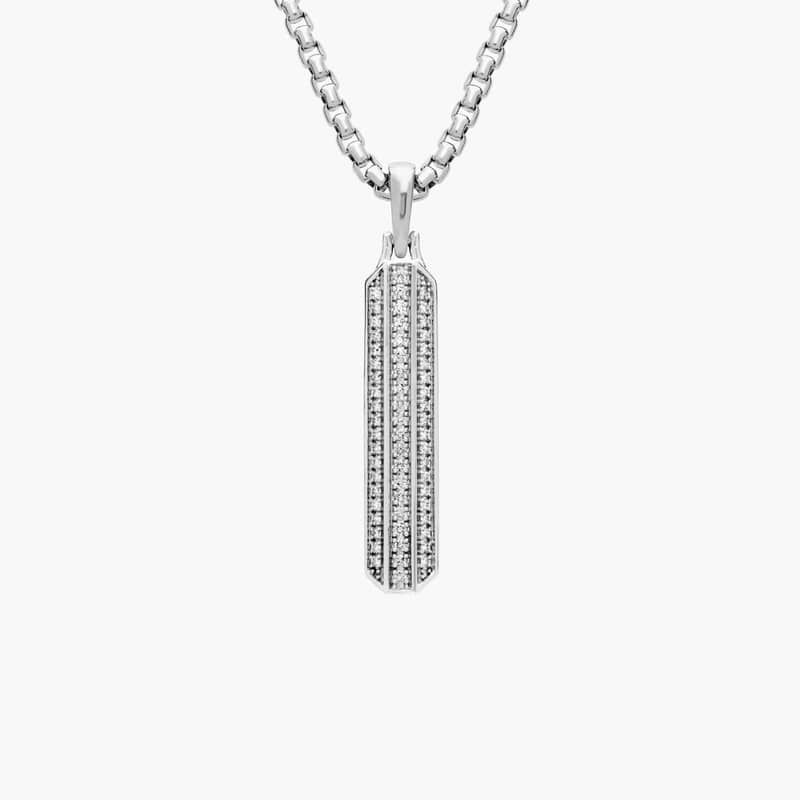 Men's Diamond Vertical Bar Pendant in 14k White Gold (1/3 ct. tw.)