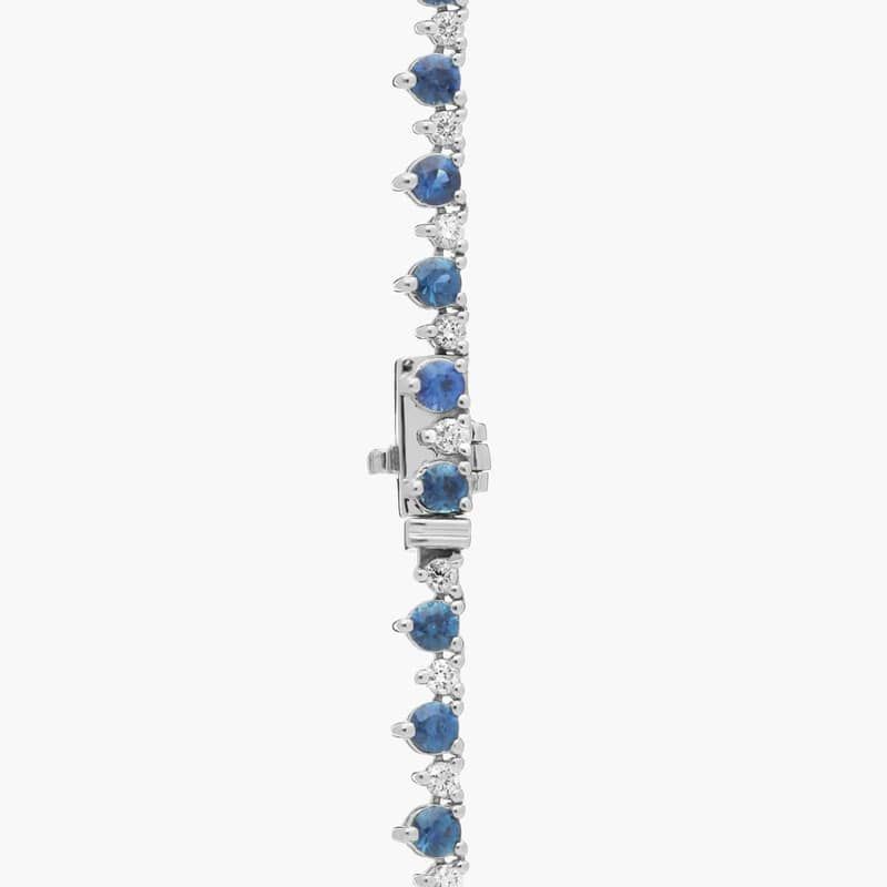 Sapphire and Diamond Alternating Size Eternity Necklace in 14k White Gold (2.5mm)